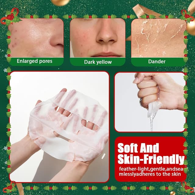 Detalle de Sikeydels – Coffret de 6 masques hydratants visage Noël (masques en tissu) pour soin express