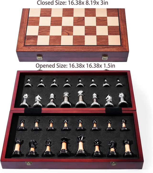 Detalle de VAMSLOVE Chess Set 16" Folding Board with 3.5" King ♟