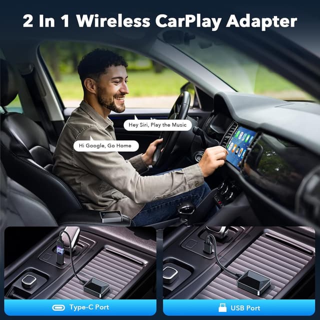 Detalle 2 de LAMTTO Adaptador Carplay Inalámbrico 2 en 1 5,8GHz