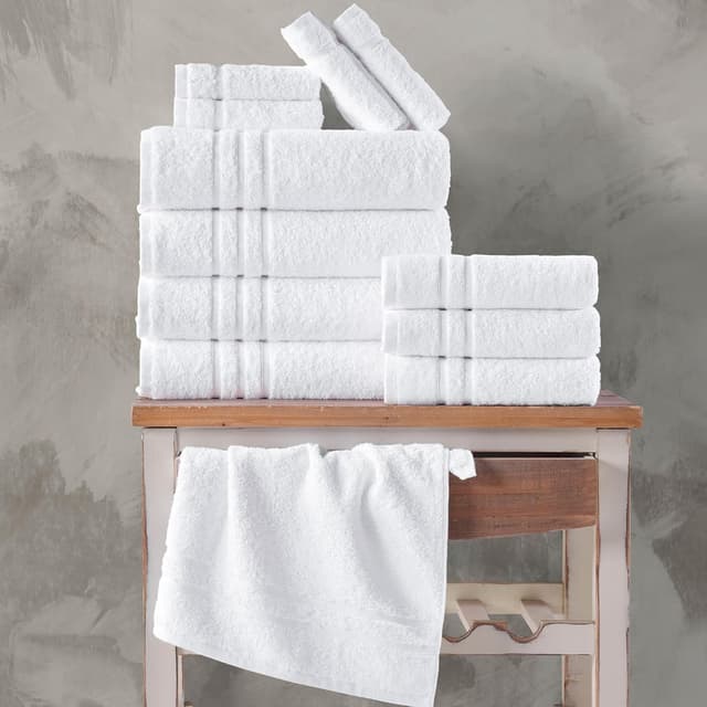 Detalle de Hawmam Linen White Bath Towels 4-Pack, 27 x 54 Inches, 100% Turkish Cotton