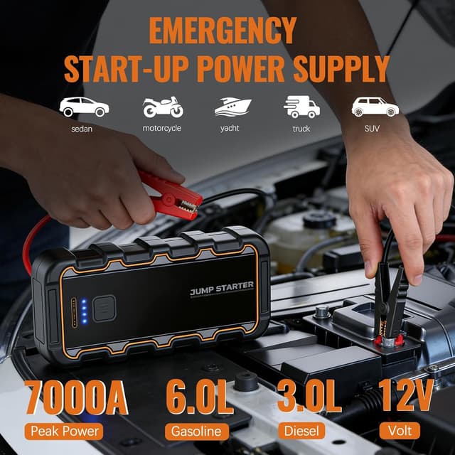 Thumbnail 1 de LAIVIYA Booster Batterie Voiture 7000A 12V – démarreur portable avec lampe LED et chargeur USB