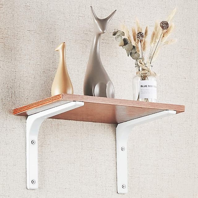 Detalle de SAYAYO EJR100W-4P Shelf Bracket Corner Brace (100mm x 100mm) – Metal Bright White, 4 Pack