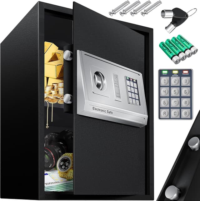 Detalle de KESSER® Elektr. Tresor 50×35×34,5 cm mit LED-Anzeige und Doppelbolzen-Zahlenschloss (Wandtresor)