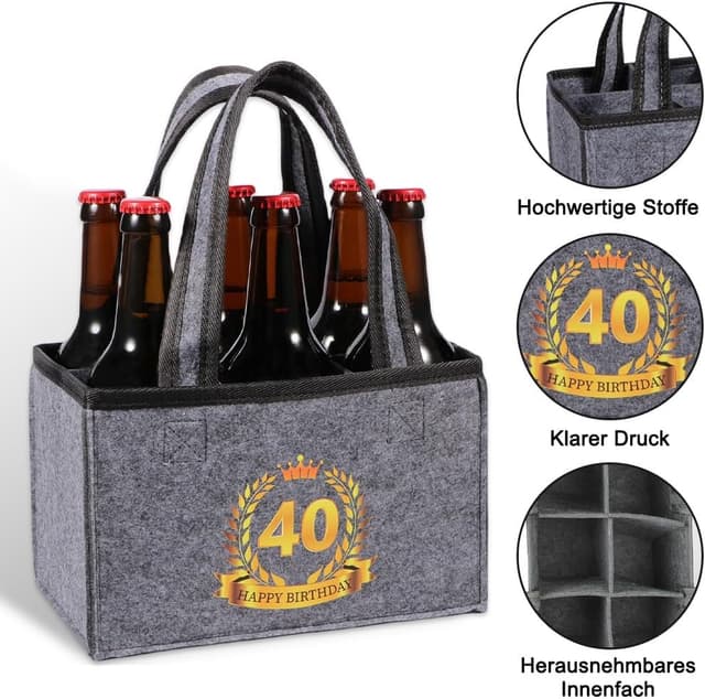 Detalle 1 de Anicy Geschenk 40 Geburtstag Bierhandtasche