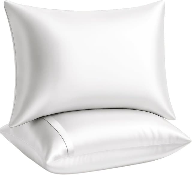 Detalle de BLISSFORD Satin Pillowcase with Hidden Zipper (Set of 2) — White, Standard Size