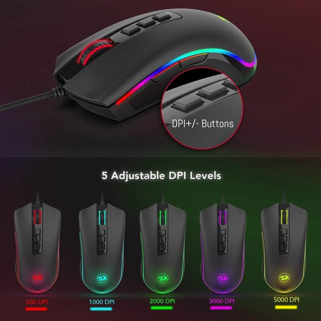 Detalle 2 de Redragon M711 wired gaming mouse with 10,000 DPI and customisable RGB lighting