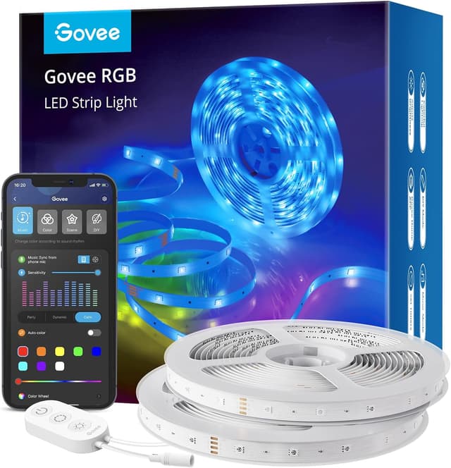 Detalle de Govee WiFi LED Strip 10 m (Smart RGB, 2×5 m) mit App-Steuerung, Musik Sync sowie Alexa & Google Assistant