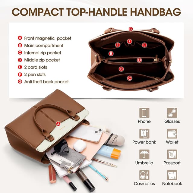 Detalle 2 de RAINSMORE PU leather designer handbag (top handle / shoulder / tote) for everyday essentials