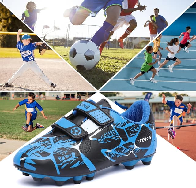 Thumbnail 6 de Kids Boys Girls FG/AG Football Boots Trainers – Hook & Loop Anti-Collision Cleats for Indoor/Outdoor Play