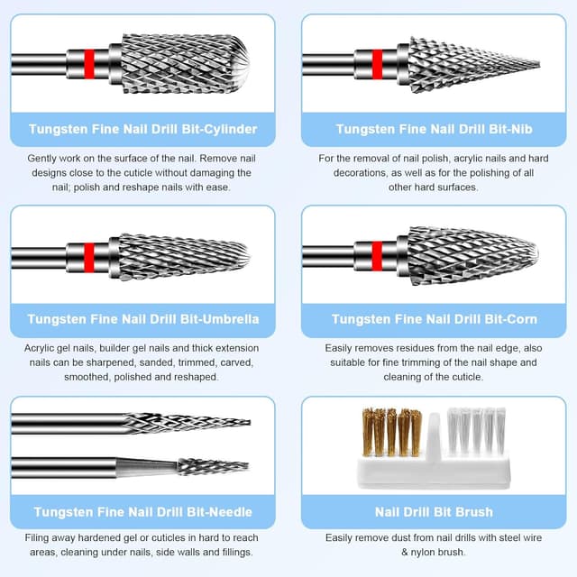 Thumbnail 5 de CGBE Punte fresa unghie 3/32" kit 6 pezzi