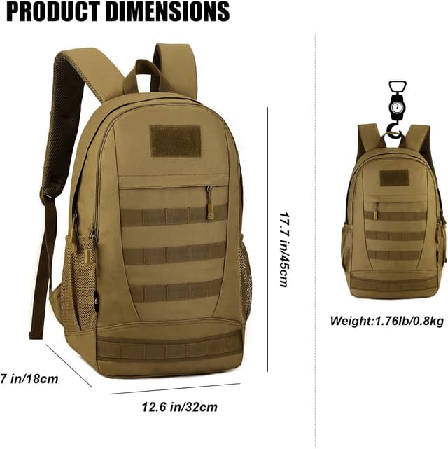 Detalle de 26-Liter taktischer Rucksack für Herren mit MOLLE-System – Mini-Tagesrucksack für Outdoor, Trekking & Reisen