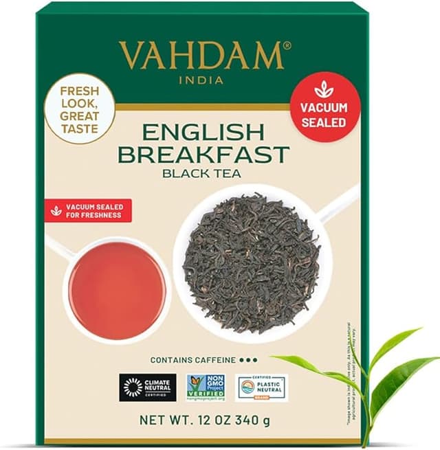 Detalle de VAHDAM Té Negro Inglés 🌱 Fuerte y Aromático, 340g