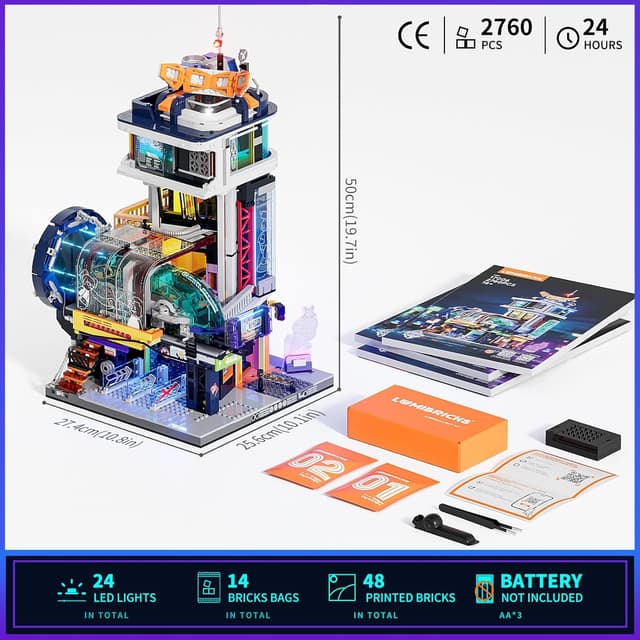 Detalle de Lumibricks Cyberpunk Schwebezug-Station Baustein-Set mit Beleuchtung und 3 Handlungssträngen