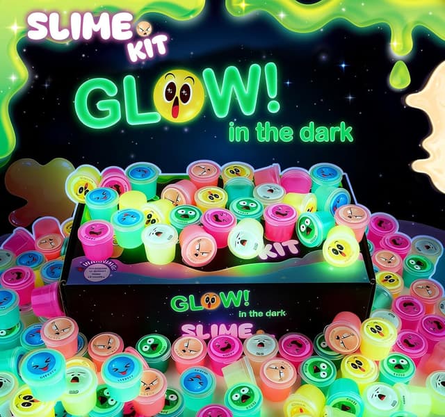 Detalle 2 de 120 Pack Galaxy Slime Kit for Kids – Glow in the Dark DIY Luminous Slime (neon colours)