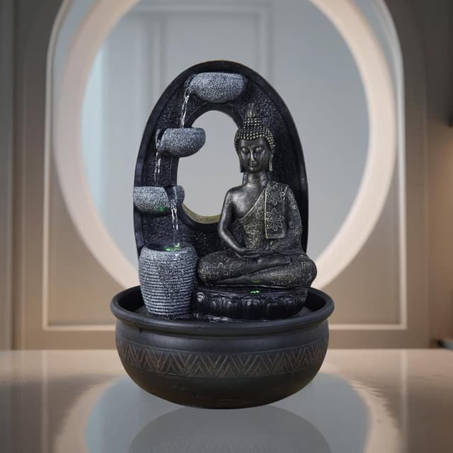 Detalle de Fontaine d’intérieur Bouddha Harmonie Zen’Light (40 cm) avec 2 LED colorées et pompe silencieuse