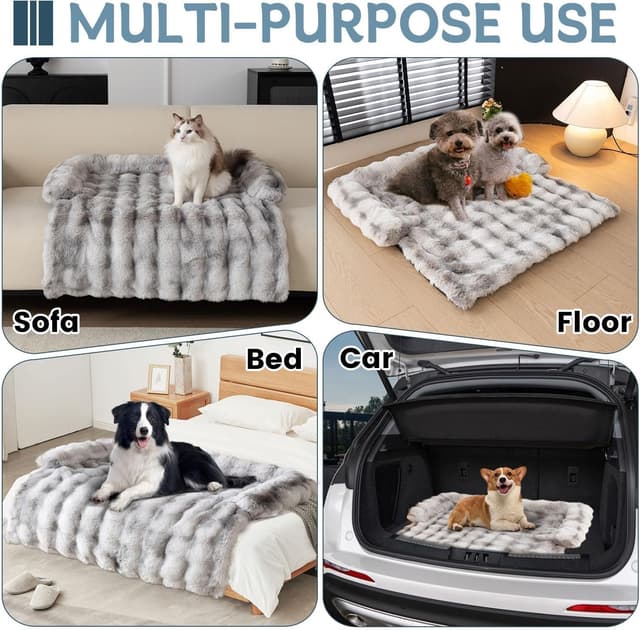 Detalle de LiveGo Thick Rabbit Plush Pet Couch Cover (Washable, Anti-Slip) for Cats & Dogs