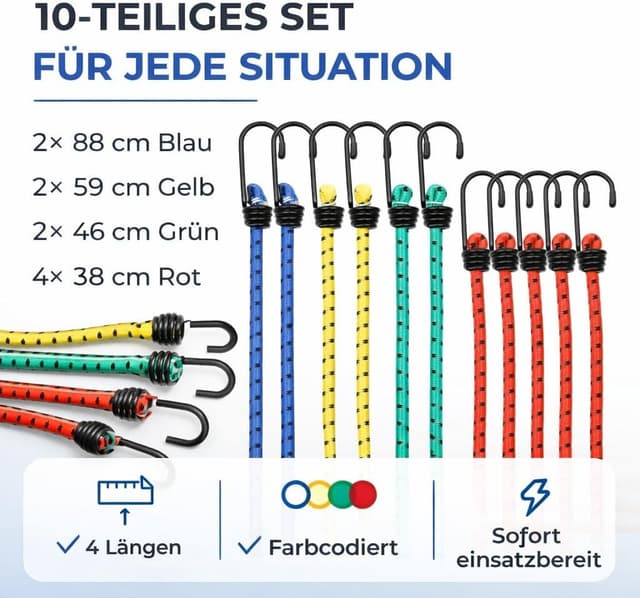 Thumbnail 4 de 10er Expander mit Haken 8 Längen Set