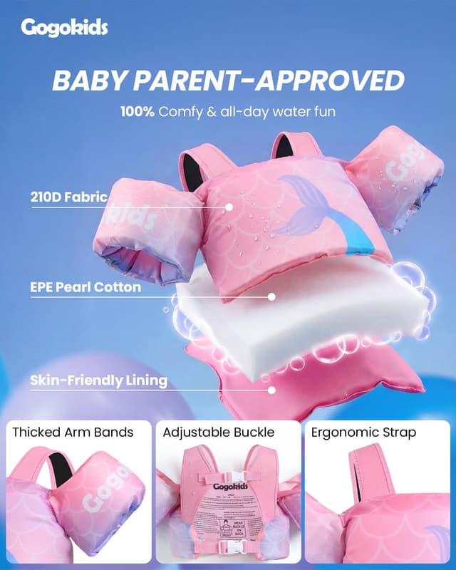 Detalle 2 de Gogokids Toddler Swim Vest (24–66 lbs) with Adjustable Fit and Water Wings Floaties