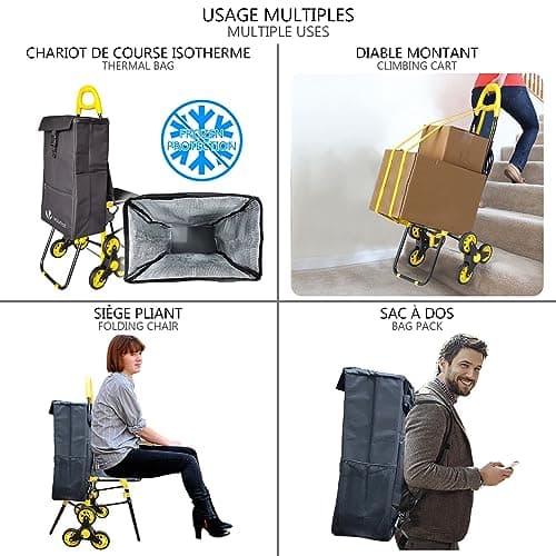 Detalle 2 de VOUNOT Carro de la Compra 40 L plegable con asiento 🛒