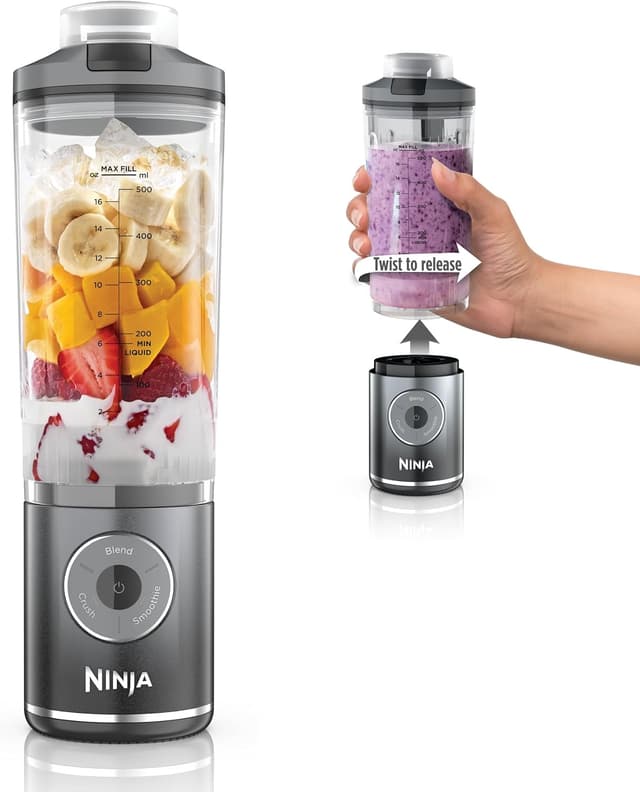 Detalle de Ninja Blast Max Portable Blender (Twist & Go) with 3 Auto-IQ Programs — Cord-Free, 22 oz Detachable Cup