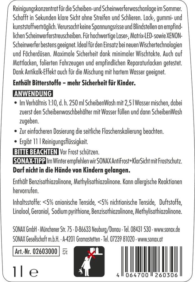 Thumbnail 1 de SONAX ScheibenWash Konzentrat Citrusduft 1 Liter