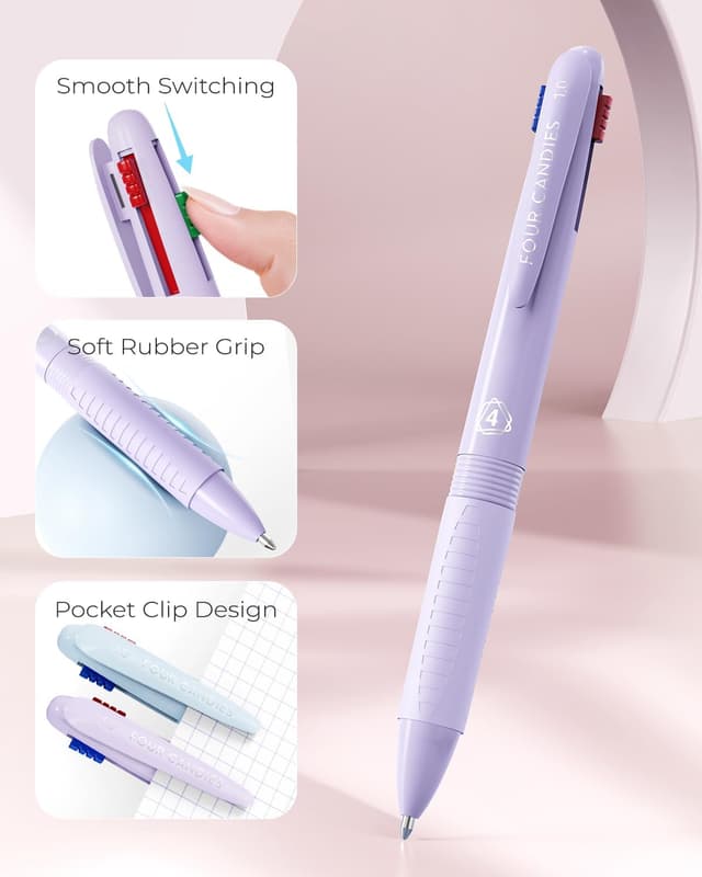 Detalle 2 de Four Candies 4-in-1 Farbstifte (9er-Pack) mit 1,0-mm-Spitze – 4 Farben in einem Stift