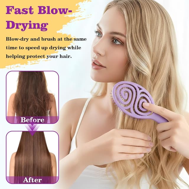Detalle 2 de Spazzola Capelli Districante viola con ventilazione a velocità e denti distanziati