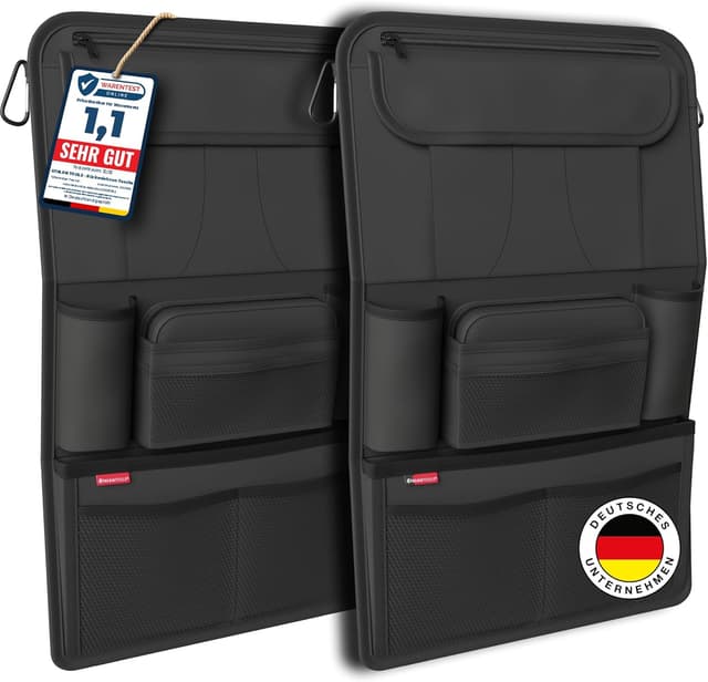 Detalle de ATHLON TOOLS 2er-Set Autositz-Organizer mit integrierter Tablet-Halterung (Schwarz)