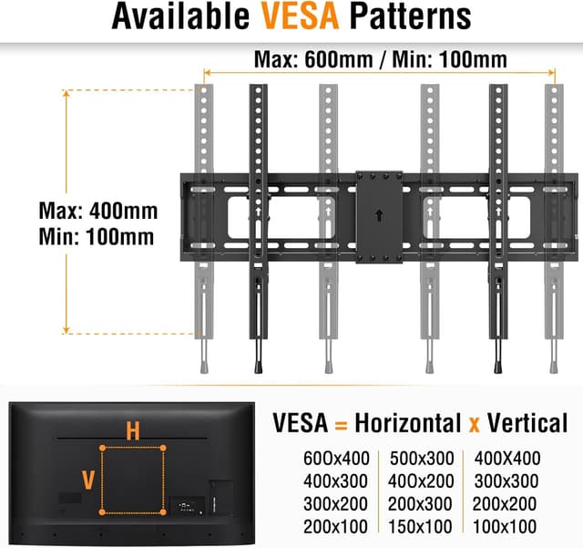 Detalle de ELIVED Tilting TV Wall Mount (YD1038) for 37"–85" TVs up to 132 lbs, Low Profile Tilt Mount, Max VESA 600×400mm