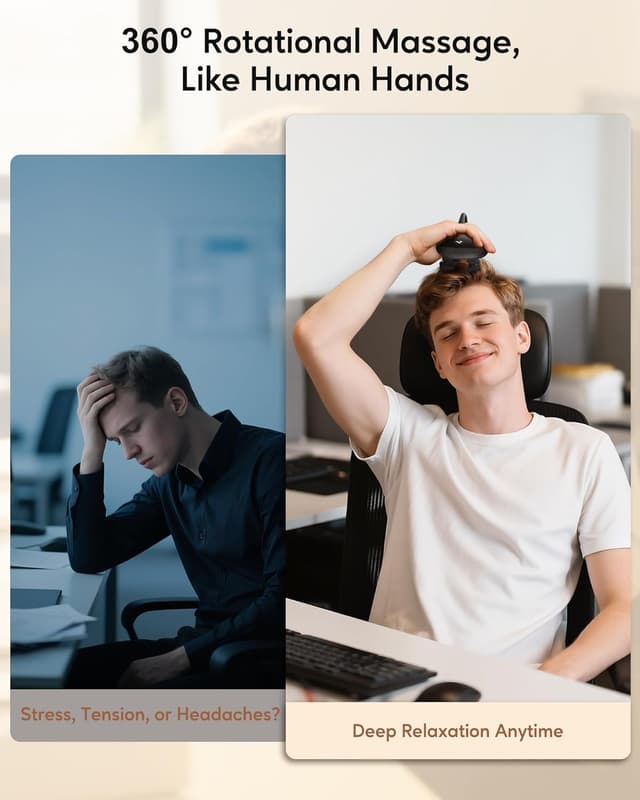 Thumbnail 6 de arboleaf elektrisches Kopfmassagegerät mit 12 Silikonköpfen, 3 Modi und IPX7 (Schwarz)