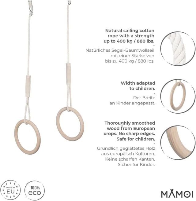 Detalle de MAMOI anelli ginnastica 50 kg legno