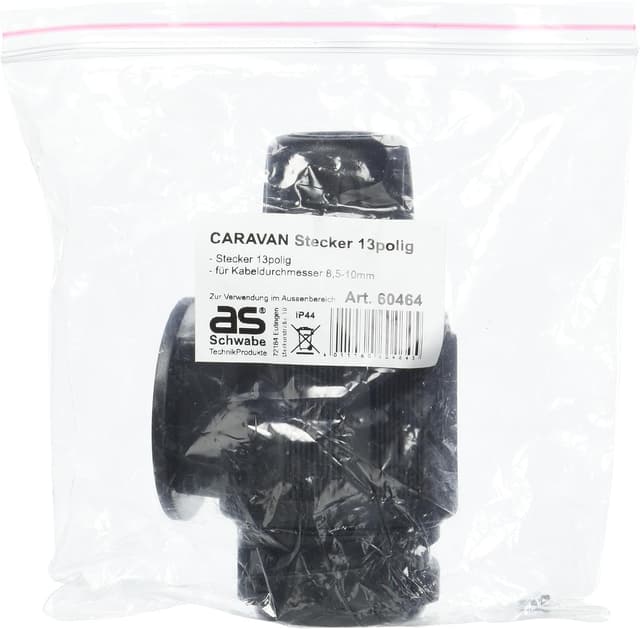 Detalle 2 de as - Schwabe Camping Stecker 13-polig (12 V) für Anhänger – Adapter DIN 1724 mit Schraubanschluss, IP44, Schwarz