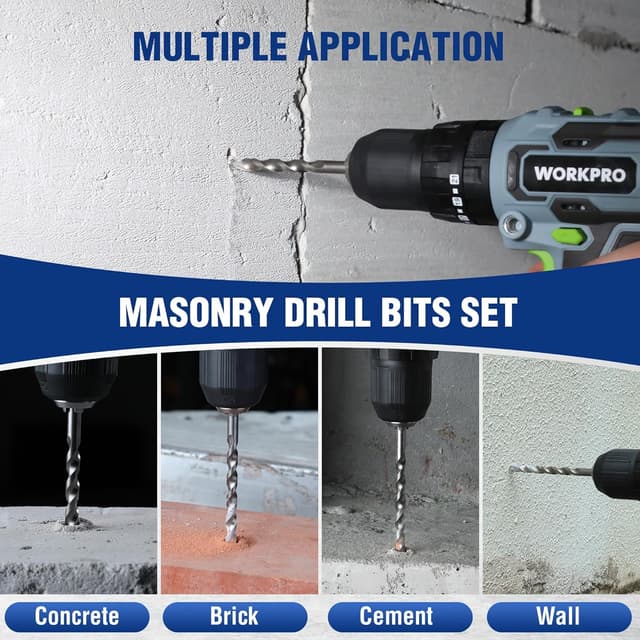 Thumbnail 4 de WORKPRO 15 Piezas Juego de Brocas para mampostería