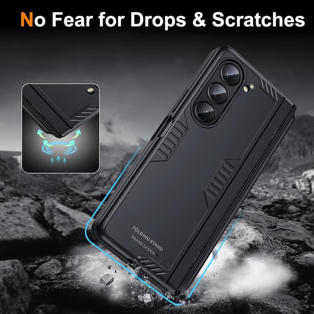 Thumbnail 6 de KAIIECAL Slim Hinge Kickstand Case for Samsung Galaxy Z Fold 5 with Privacy Screen Protector & S Pen Holder (Black)