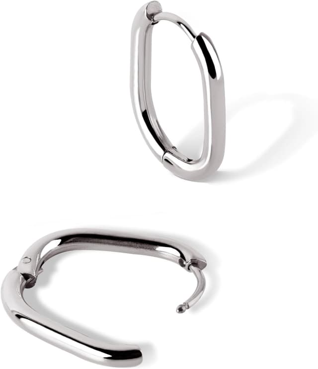 Detalle de SINGULARU Aro Bossa Ovalado, acero — cierre click 💍