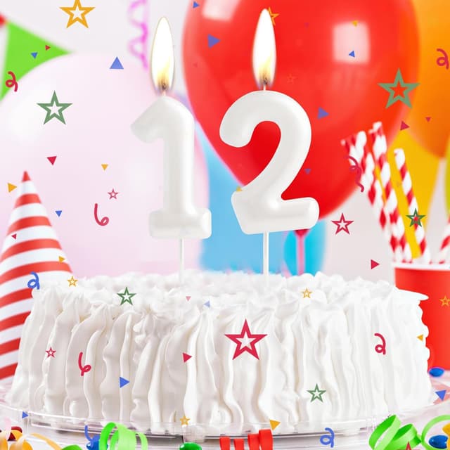 Detalle de Hongplus Macaron White Number 8 Birthday Candle – Cake Topper for Girls’ 8th Birthday