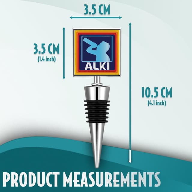 Detalle de SC Products Alki Wine Stopper aluminium bottle stopper (funny “ALKI” design) for men