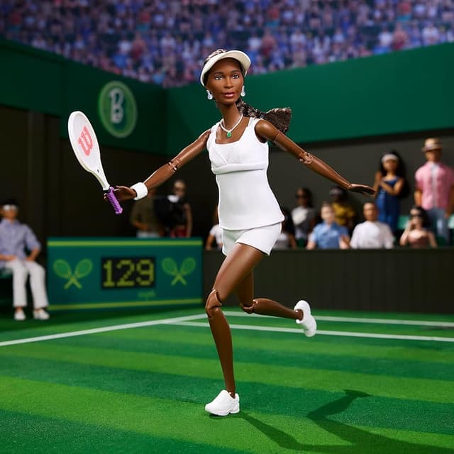Detalle 2 de Barbie Inspiring Women Venus Williams muñeca con raqueta 🎎