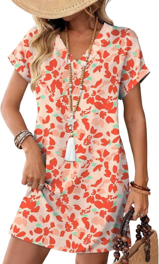 Thumbnail 6 de WIHOLL Women’s 2025 Casual T-Shirt Dress with Side Pockets (Short Sleeve, Relaxed Fit)