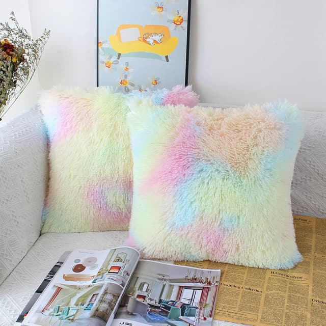 Thumbnail 6 de OYIMUA Fluffy Cushion Covers (Faux Fur) 40cm x 40cm Beige – Set of 2