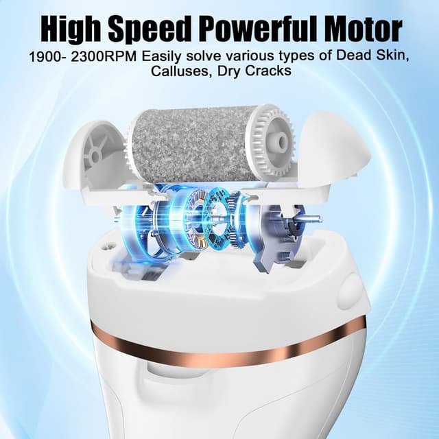 Detalle 2 de Hornhautentferner Elektrisch Profi-Set mit 3 Rollen đж