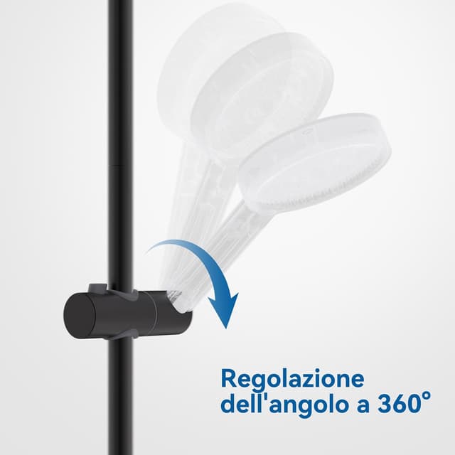 Detalle 2 de AuraLum Asta doccia 70 cm con saliscendi in acciaio inox e supporto per soffione regolabile, nero