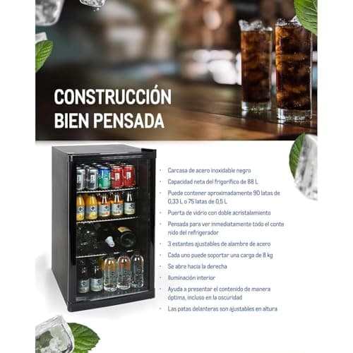 Detalle de METRO Professional Mini Frigorífico GPC 1088 de 88 L con puerta de cristal negra