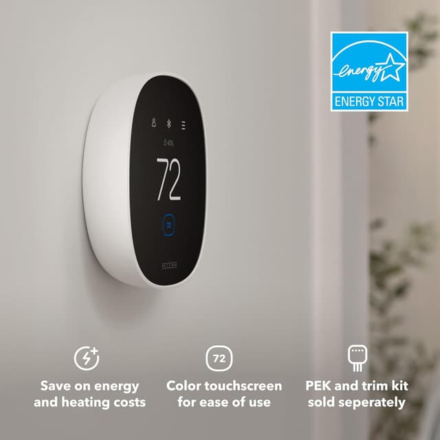 Detalle de ecobee Smart Thermostat Essential (Energy Star) — Programmable Wi‑Fi Thermostat with Alexa, Siri & Google Assistant Support