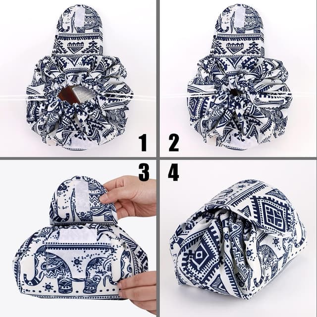 Detalle de Lazy drawstring makeup bags (Elephant) – large capacity waterproof Oxford canvas organiser