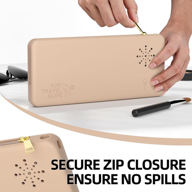 Detalle de MSIHEY Reise-Kosmetiktasche aus Silikon für Make-up-Pinsel und Beauty-Eier (23 x 10 x 2 cm)