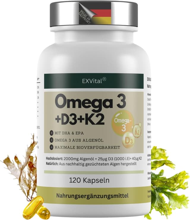 Detalle de EXVITAL Omega 3 Vegan D3 K2 120 Kapseln