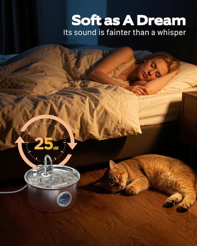 Detalle 2 de Katzenbrunnen Edelstahl 2,6 L für Katzen