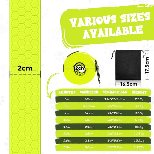 Thumbnail 6 de Wasserdichte Looxmeer Schleppleine für Hunde (3 m bis 20 m) aus Biothane mit robustem Karabiner