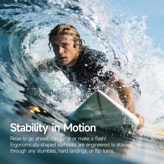 Detalle de Esonstyle Swimming Headphones Bluetooth 6.0 with 8GB MP3 & IP68 (Open-ear bone conduction)